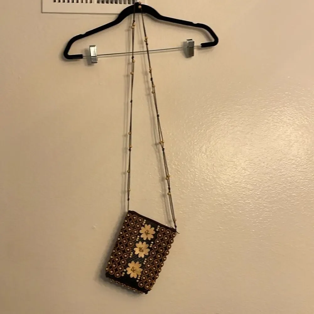 Handmade wooden bead satchel